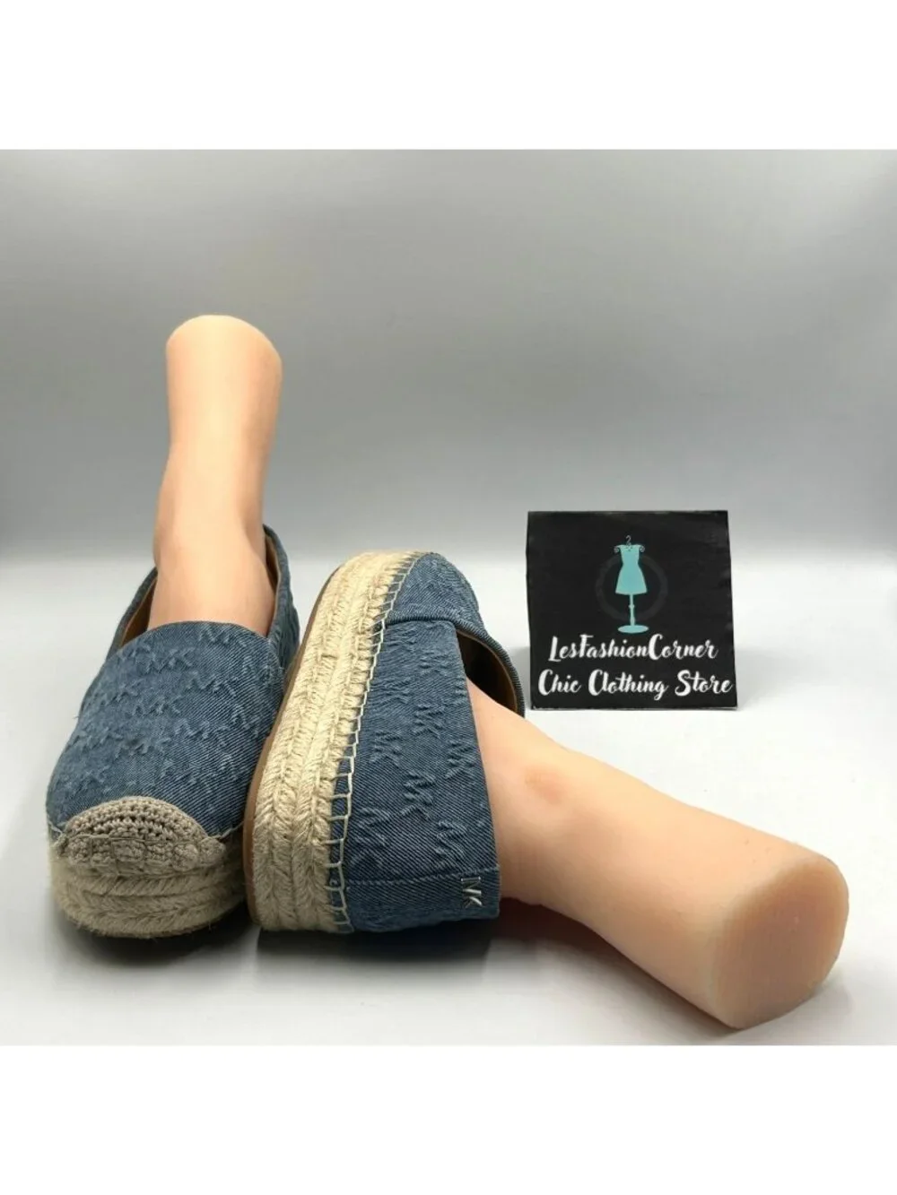 Michael Kors Women's Blue Denim Lynn Espadrille Slip on Flats Shoes Size 11 3621